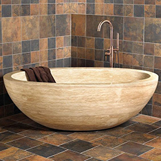 Yellow travertine oval stone bathtub wholesale